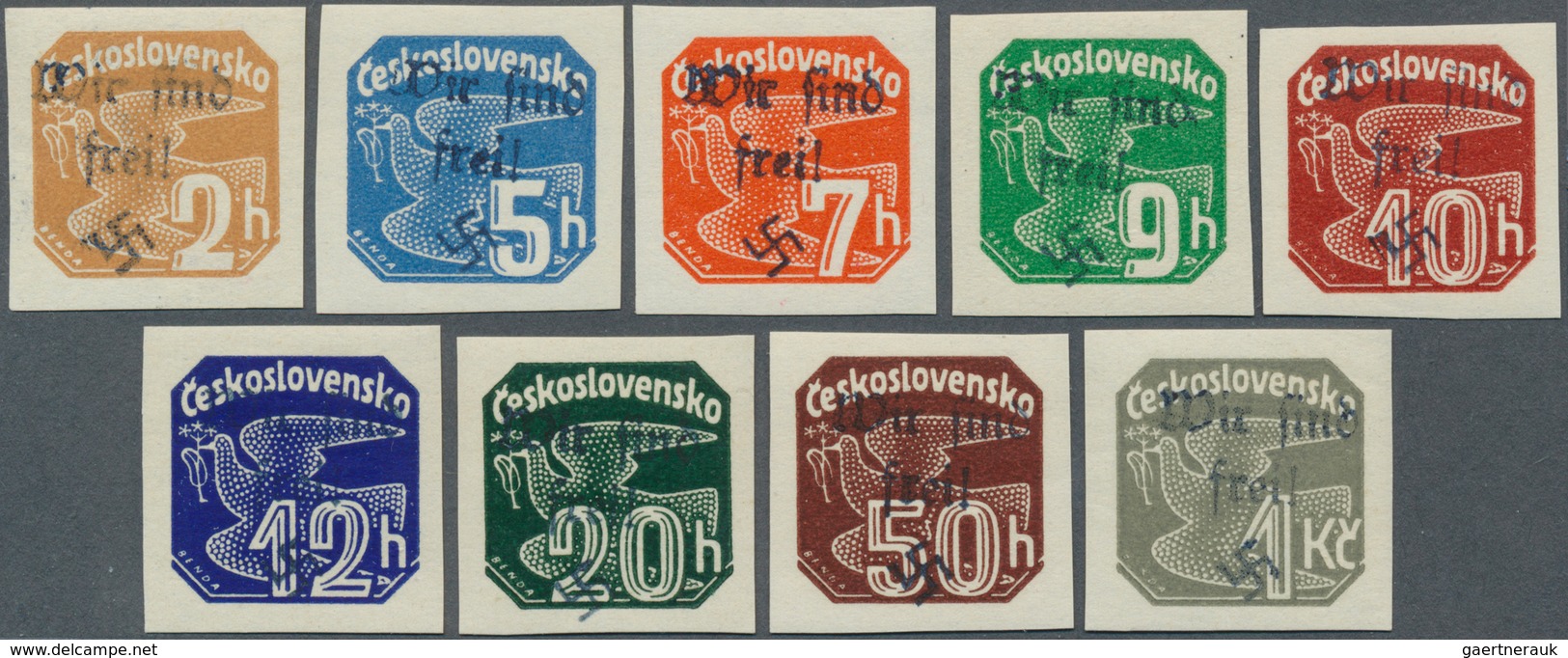 01365 Sudetenland - Reichenberg: 1938, Zeitungsmarken 2 H Bis 1 Kc., Mit Handstempelaufdruck "Wir Sind Fre - Sudetenland