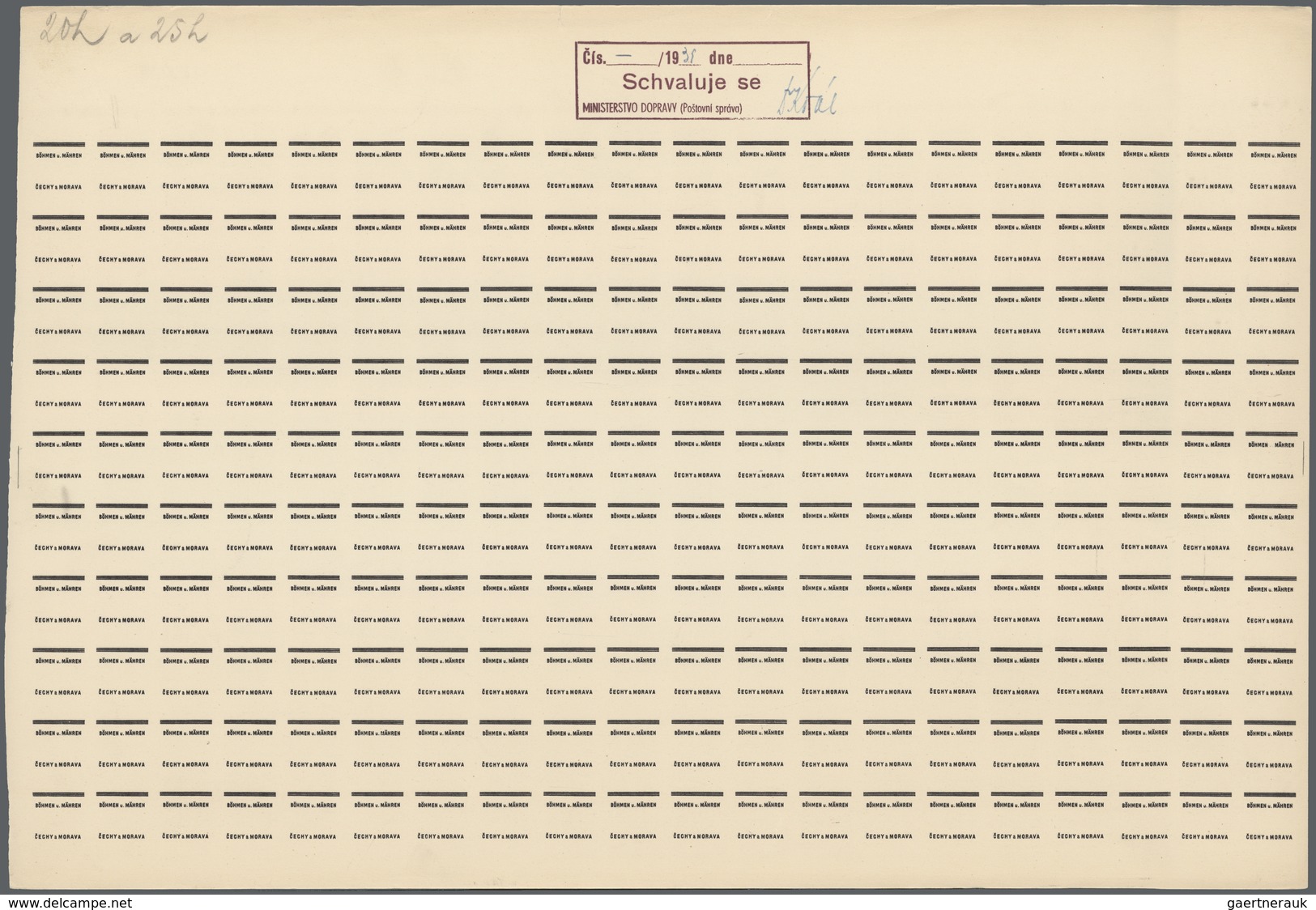 01383 Dt. Besetzung II WK - Böhmen Und Mähren: 1939 "Böhmen Und Mähren" PROBEDRUCKE In 17 Kompletten 100/2 - Besetzungen 1938-45