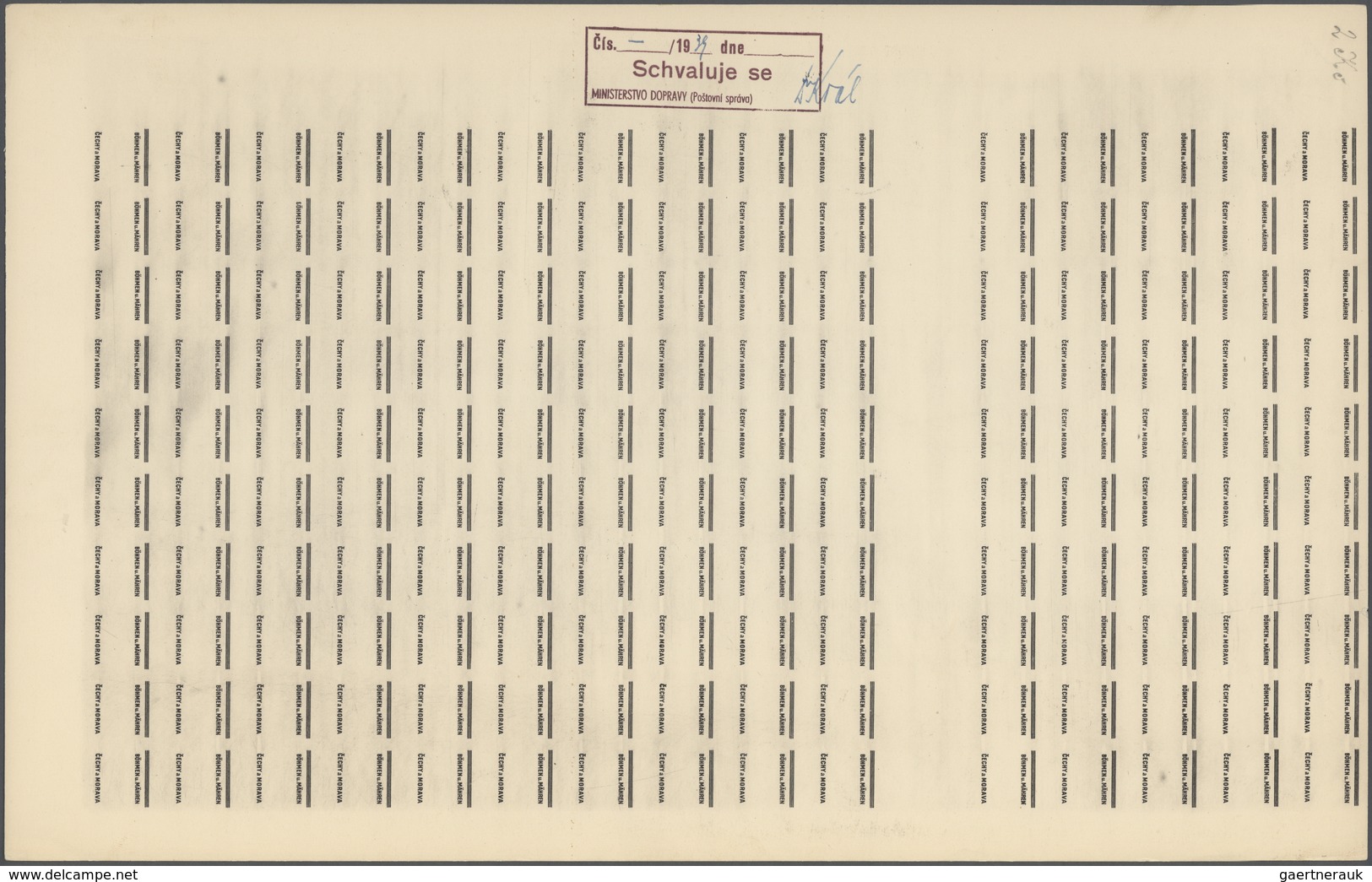 01383 Dt. Besetzung II WK - Böhmen Und Mähren: 1939 "Böhmen Und Mähren" PROBEDRUCKE In 17 Kompletten 100/2 - Bezetting 1938-45