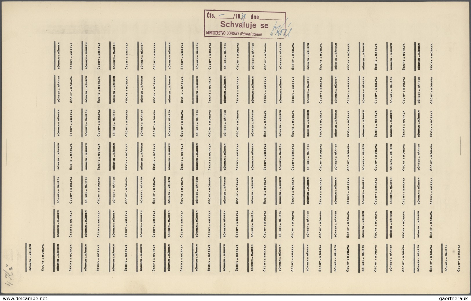 01383 Dt. Besetzung II WK - Böhmen und Mähren: 1939 "Böhmen und Mähren" PROBEDRUCKE in 17 kompletten 100/2