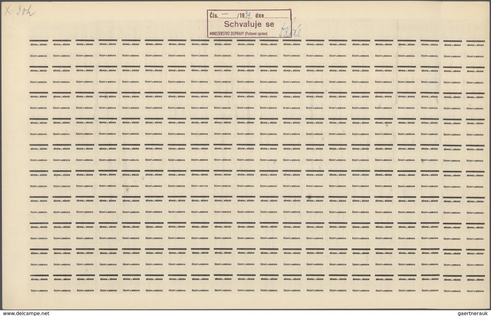 01383 Dt. Besetzung II WK - Böhmen und Mähren: 1939 "Böhmen und Mähren" PROBEDRUCKE in 17 kompletten 100/2