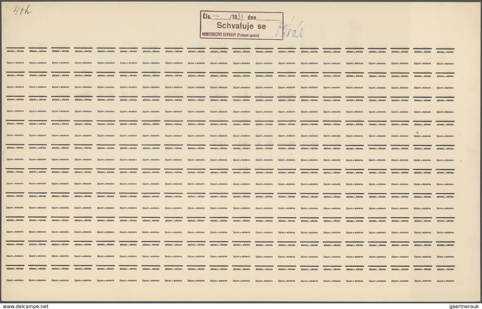 01383 Dt. Besetzung II WK - Böhmen und Mähren: 1939 "Böhmen und Mähren" PROBEDRUCKE in 17 kompletten 100/2