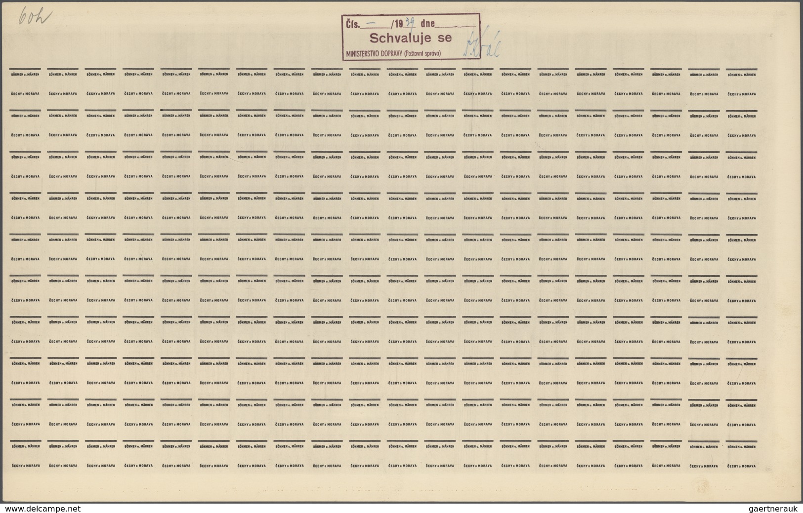 01383 Dt. Besetzung II WK - Böhmen und Mähren: 1939 "Böhmen und Mähren" PROBEDRUCKE in 17 kompletten 100/2