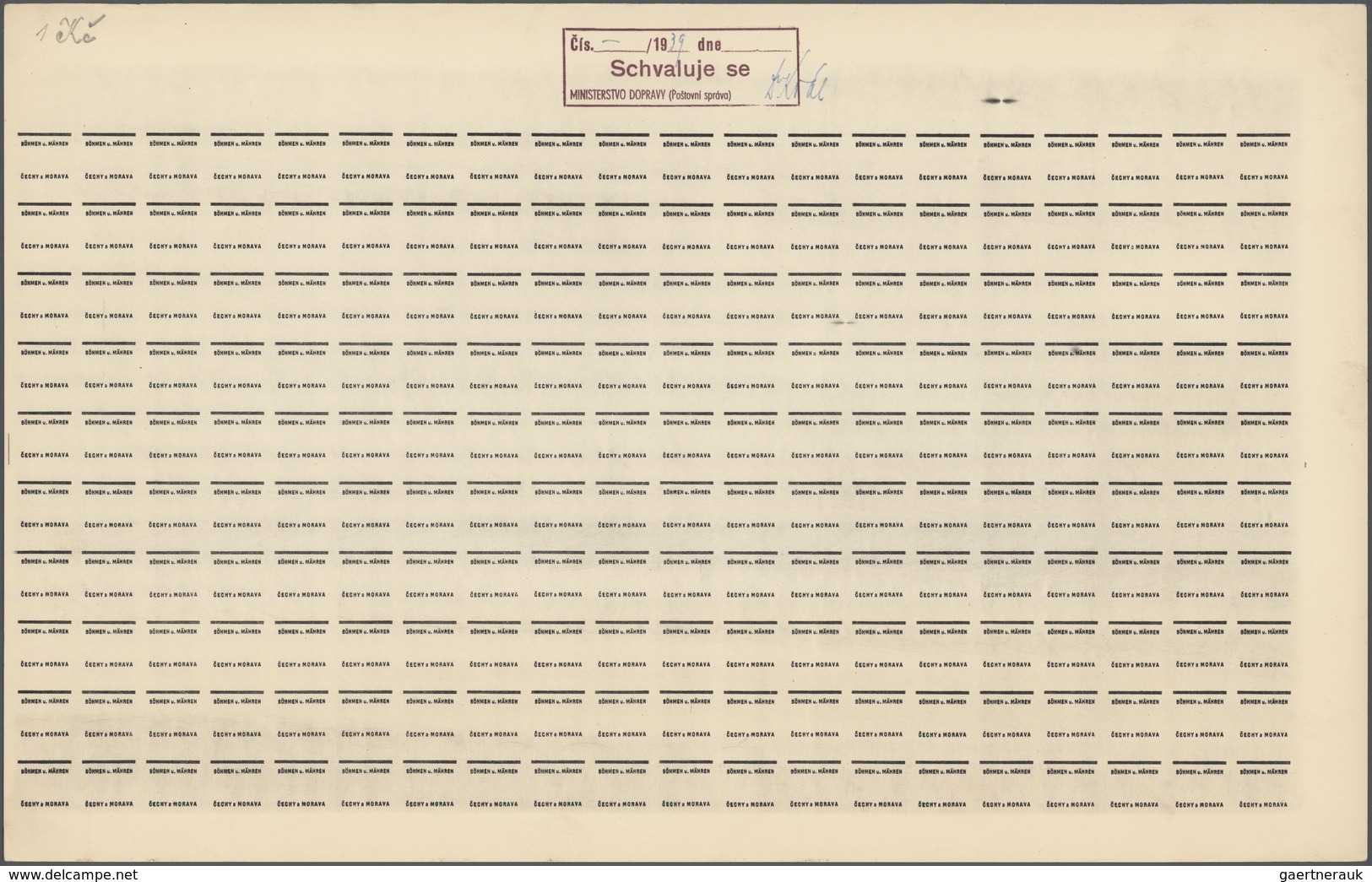 01383 Dt. Besetzung II WK - Böhmen und Mähren: 1939 "Böhmen und Mähren" PROBEDRUCKE in 17 kompletten 100/2