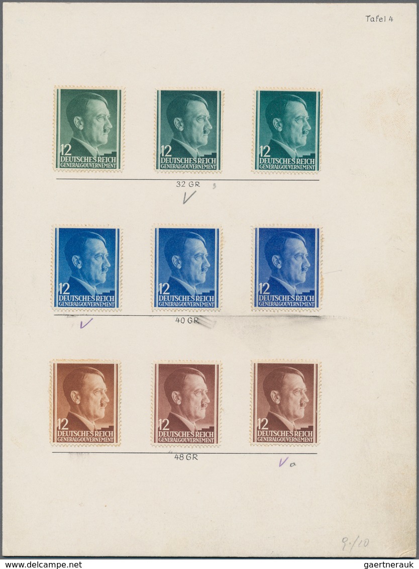 01393 Dt. Besetzung II WK - Generalgouvernement: 1941, Neun Verschiedene PROBEDRUCKE (9 Colour Proofs) Der - Besetzungen 1938-45