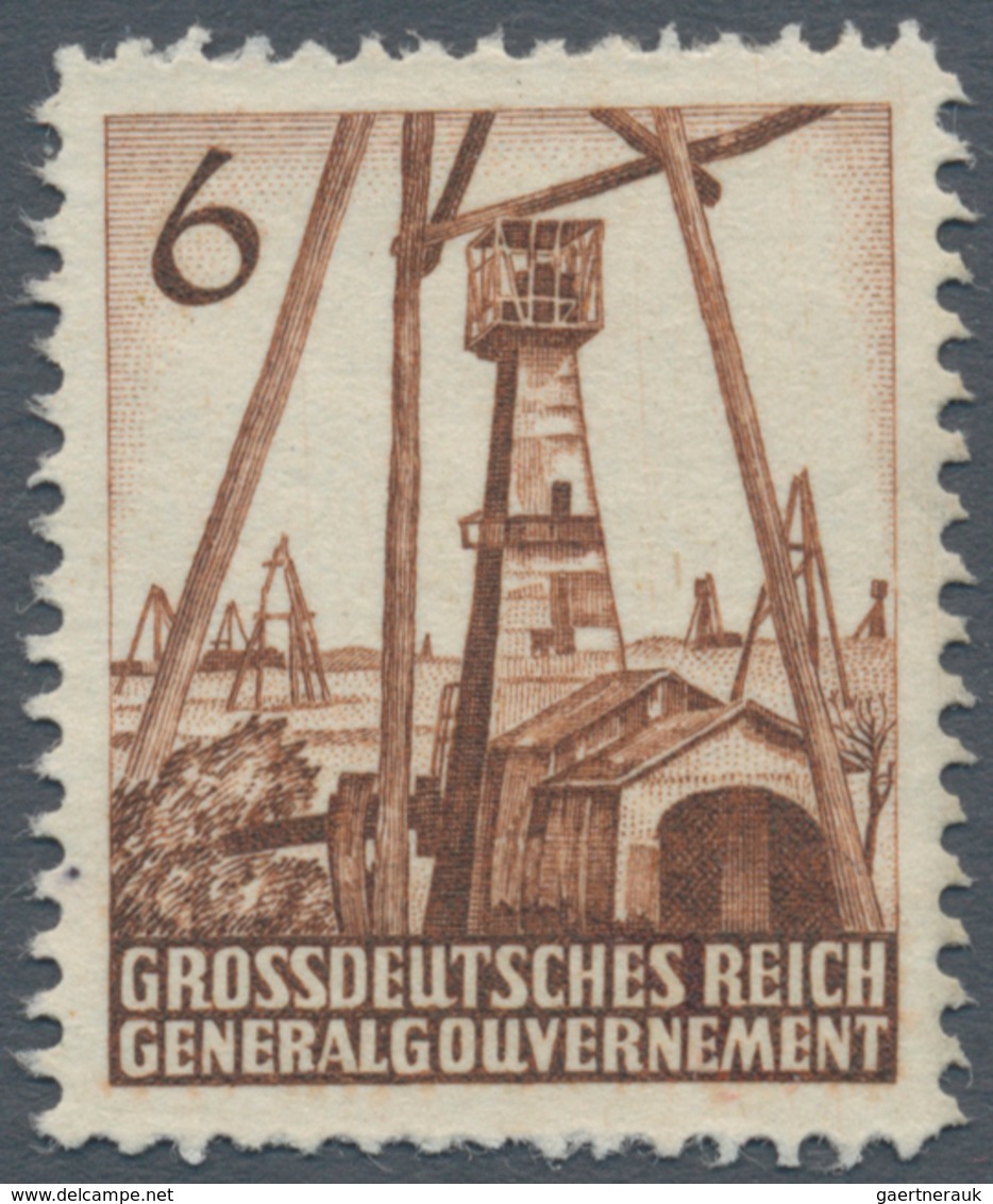 01395 Dt. Besetzung II WK - Generalgouvernement: 1944, 6 Gr. Bohrtürme Als Gezähnte Druckprobe In Orangebr - Bezetting 1938-45