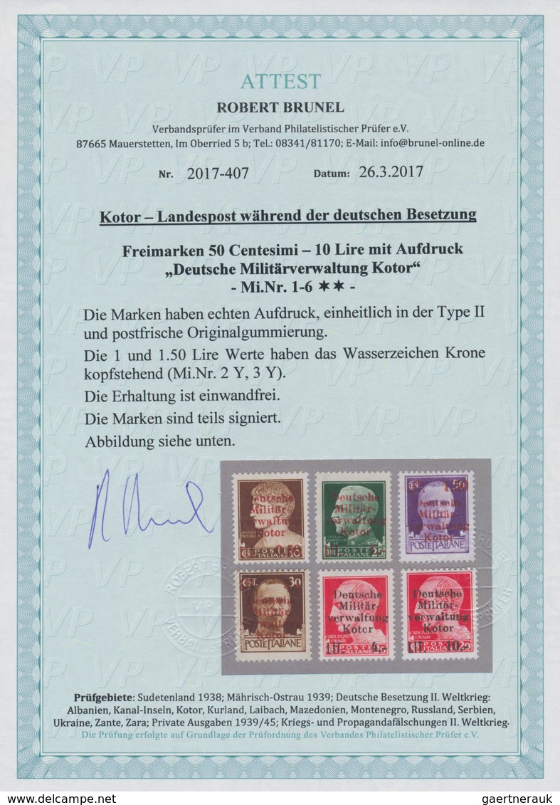 01397 Dt. Besetzung II WK - Kotor: 1944, Freimarken: Marken Von Italien Mit Aufdruck "Deutsche/ Militär-/ - Occupation 1938-45