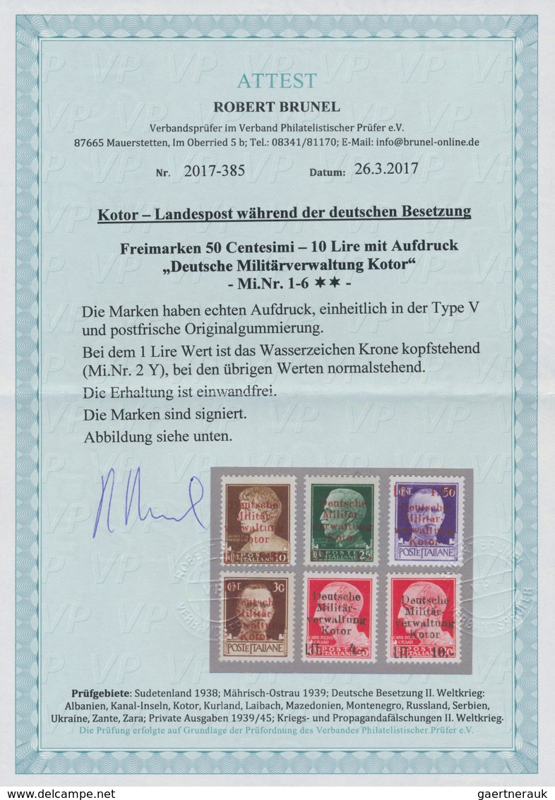 01397 Dt. Besetzung II WK - Kotor: 1944, Freimarken: Marken von Italien mit Aufdruck "Deutsche/ Militär-/