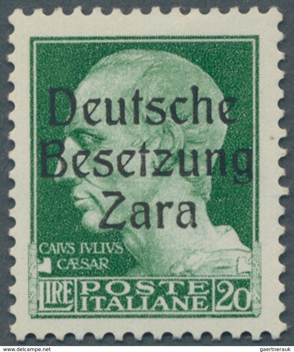 01402 Dt. Besetzung II WK - Zara: 1943, 20 Lire Dunkelgrün, Aufdruck Type I, Farbfrisches Exemplar In Gute - Besetzungen 1938-45