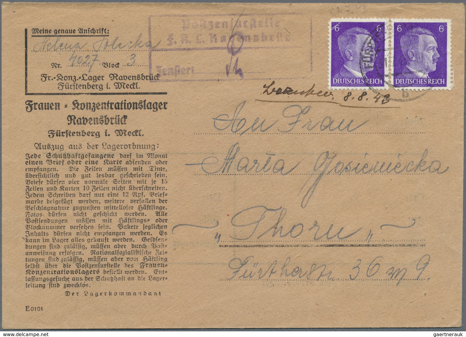 01417 KZ-Post: 1933/1945, Sehr Umfangreicher Und Detaillierter Sammlungsbestand Mit Ca. 260 Belegen Im Bri - Lettres & Documents