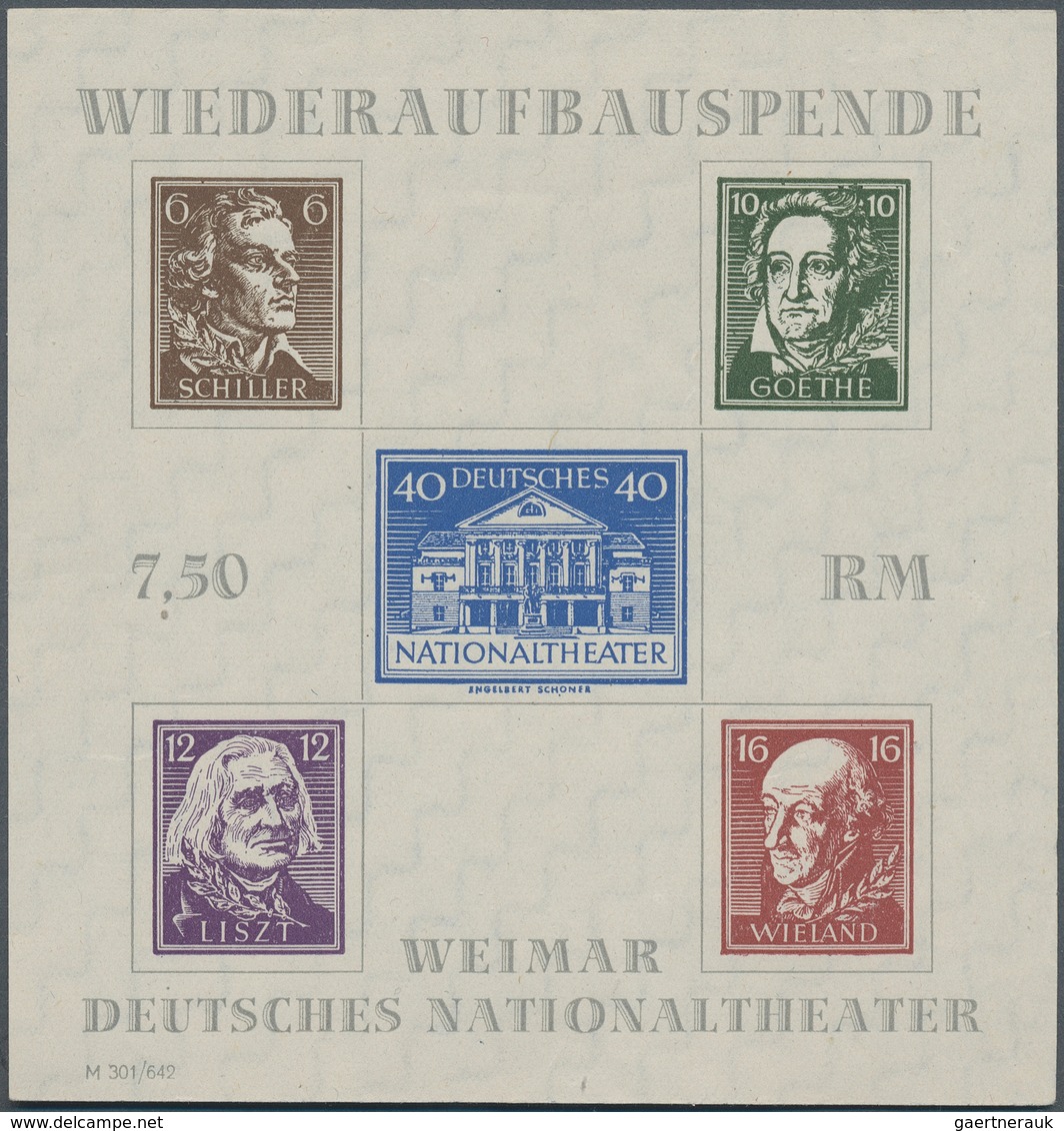 01422 Sowjetische Zone - Thüringen: 1946, Theaterblock Mit Wz. XZ "Stufen Steil Fallend" (von Der Rückseit - Other & Unclassified