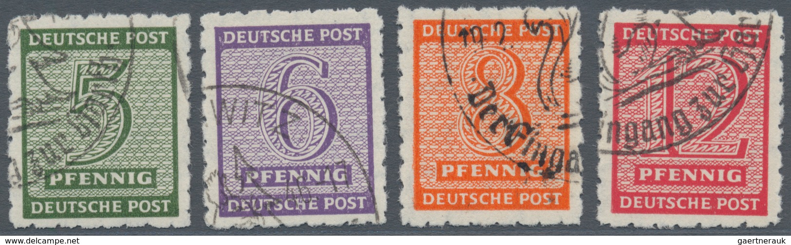 01424 Sowjetische Zone - West-Sachsen: 1945, Freimarken: Ziffern 5 Pf, 6 Pf 8 Pf Und 12 Pf, Mit Fallendem - Autres & Non Classés