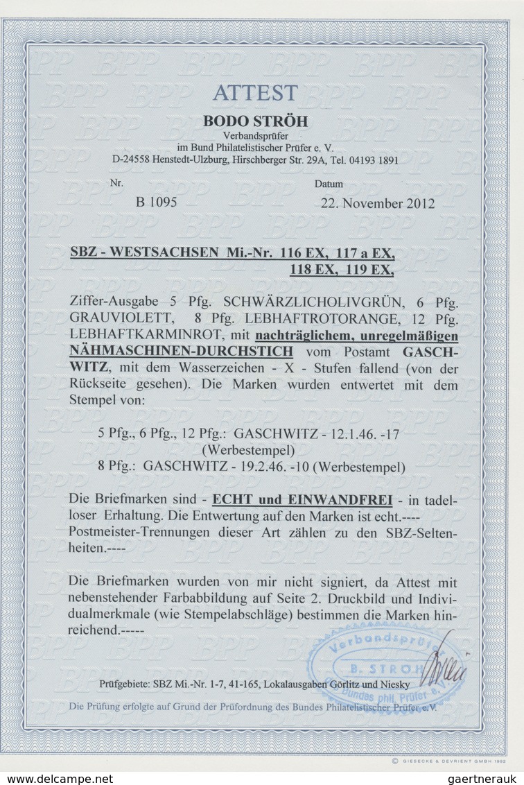 01424 Sowjetische Zone - West-Sachsen: 1945, Freimarken: Ziffern 5 Pf, 6 Pf 8 Pf Und 12 Pf, Mit Fallendem - Autres & Non Classés