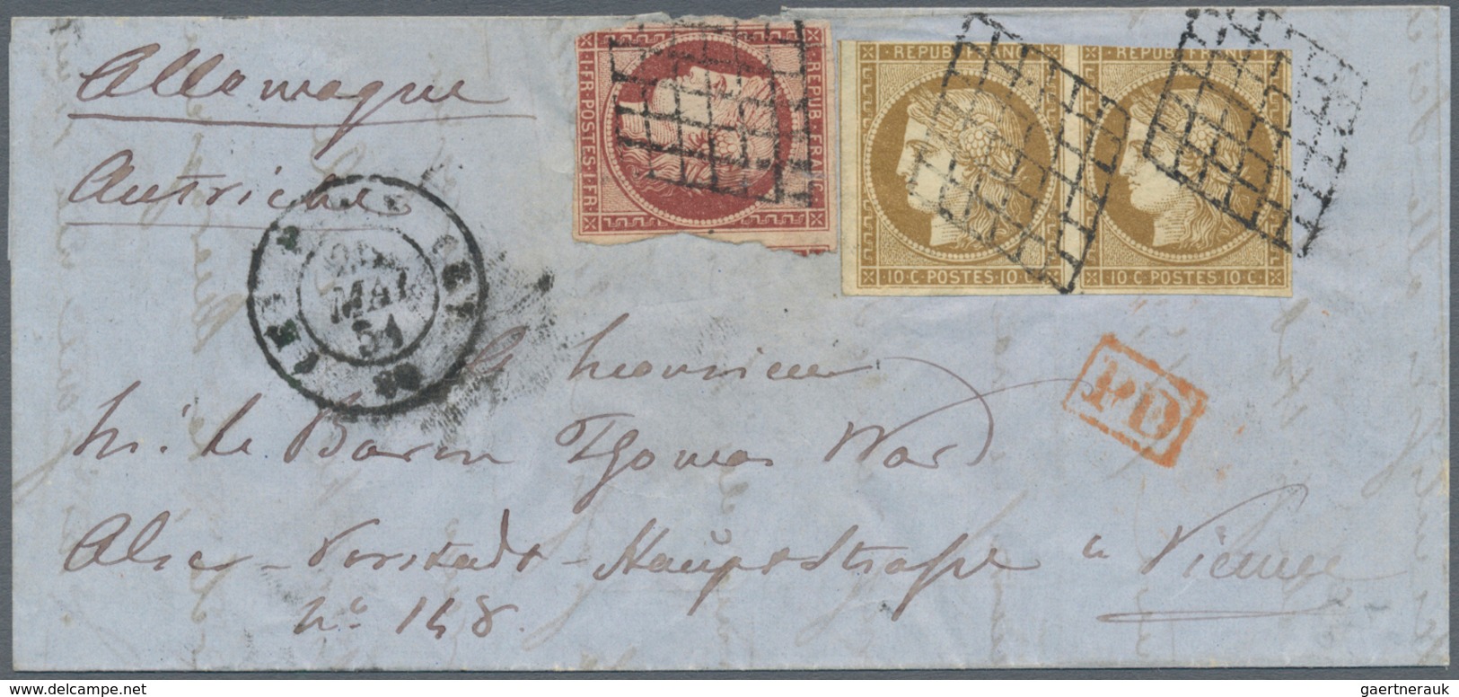 01436 Frankreich: 1849-1870's "FRENCH POSTAL HISTORY": Collection of more than 30 special, attractive, sca