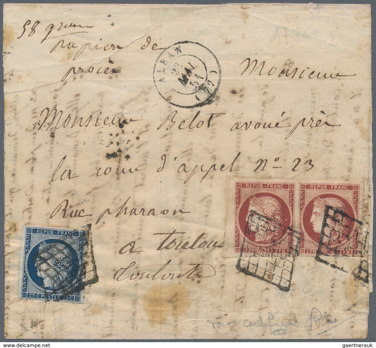 01436 Frankreich: 1849-1870's "FRENCH POSTAL HISTORY": Collection of more than 30 special, attractive, sca