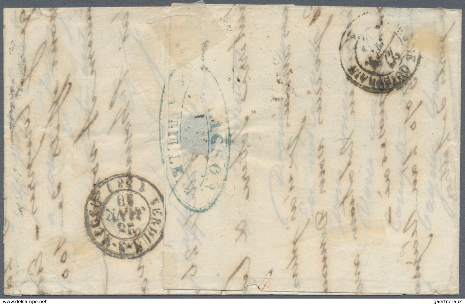 01438 Frankreich: 1849, 20 C Black, Large Margins, Tied By The "BARS OF LILLE" Grid Cancel, Along With Lar - Gebruikt