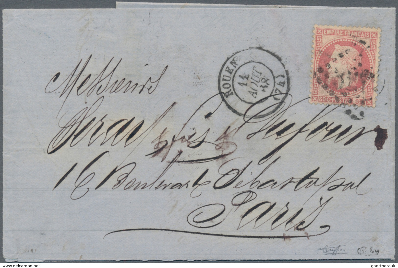 01474 Frankreich: 1868, Napoleon Laure 80c. Rose, Left Value Showing "60" (due To Colour Blur), Single Fra - Used Stamps