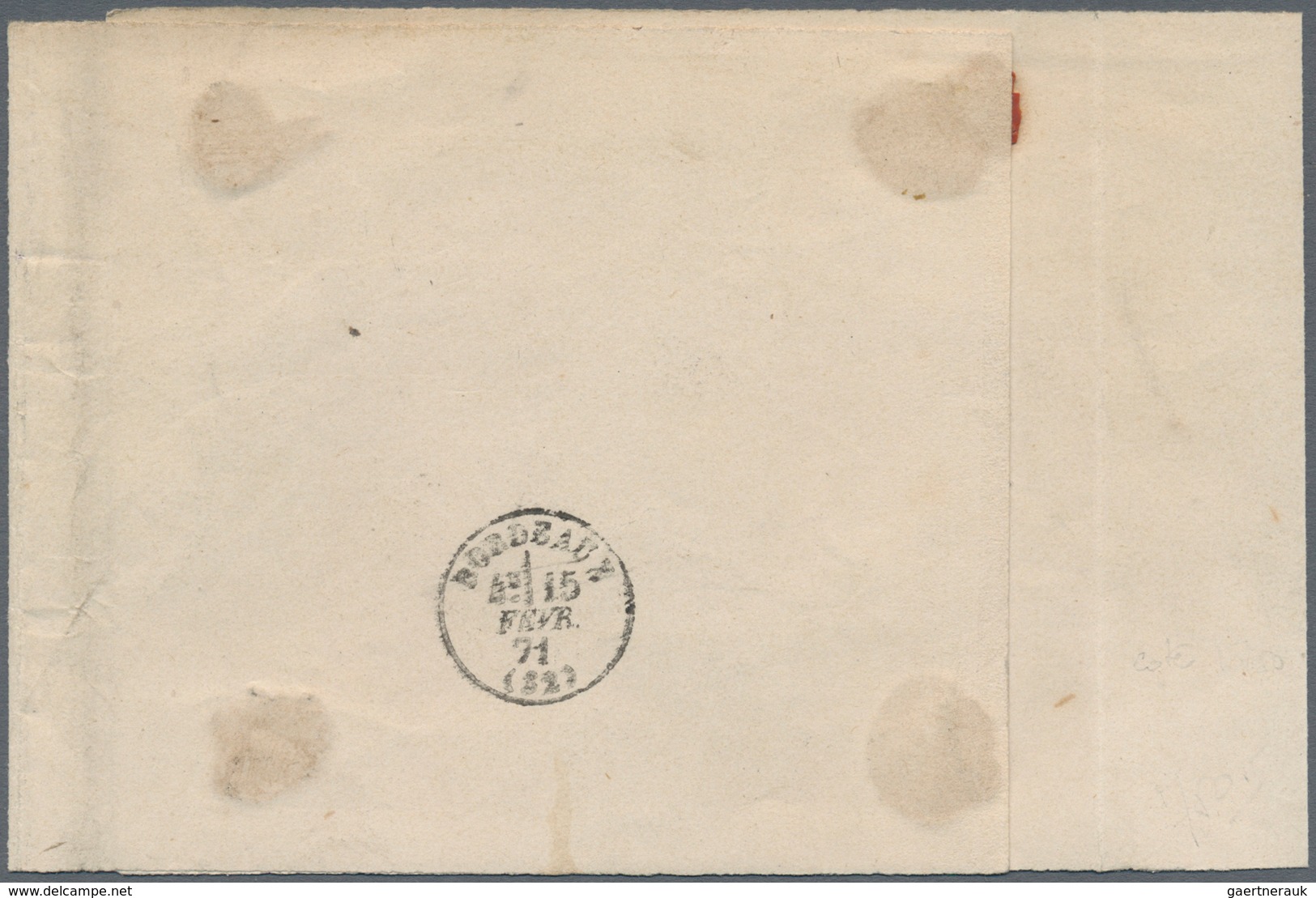 01479 Frankreich: 1870, 4 C Grey, Report 1, Huge Margins Including A Wide Sheet Margin At Left, Tied By Do - Gebraucht