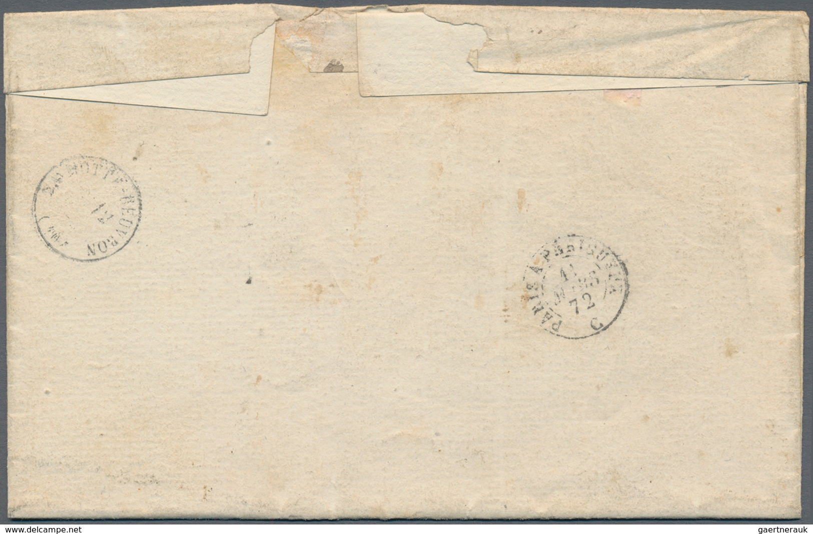 01481 Frankreich: 1872, COMBINATION FRANKING CERES-FISCAL STAMP, 15c. Bistre And 25c. Blue In Combination - Gebraucht