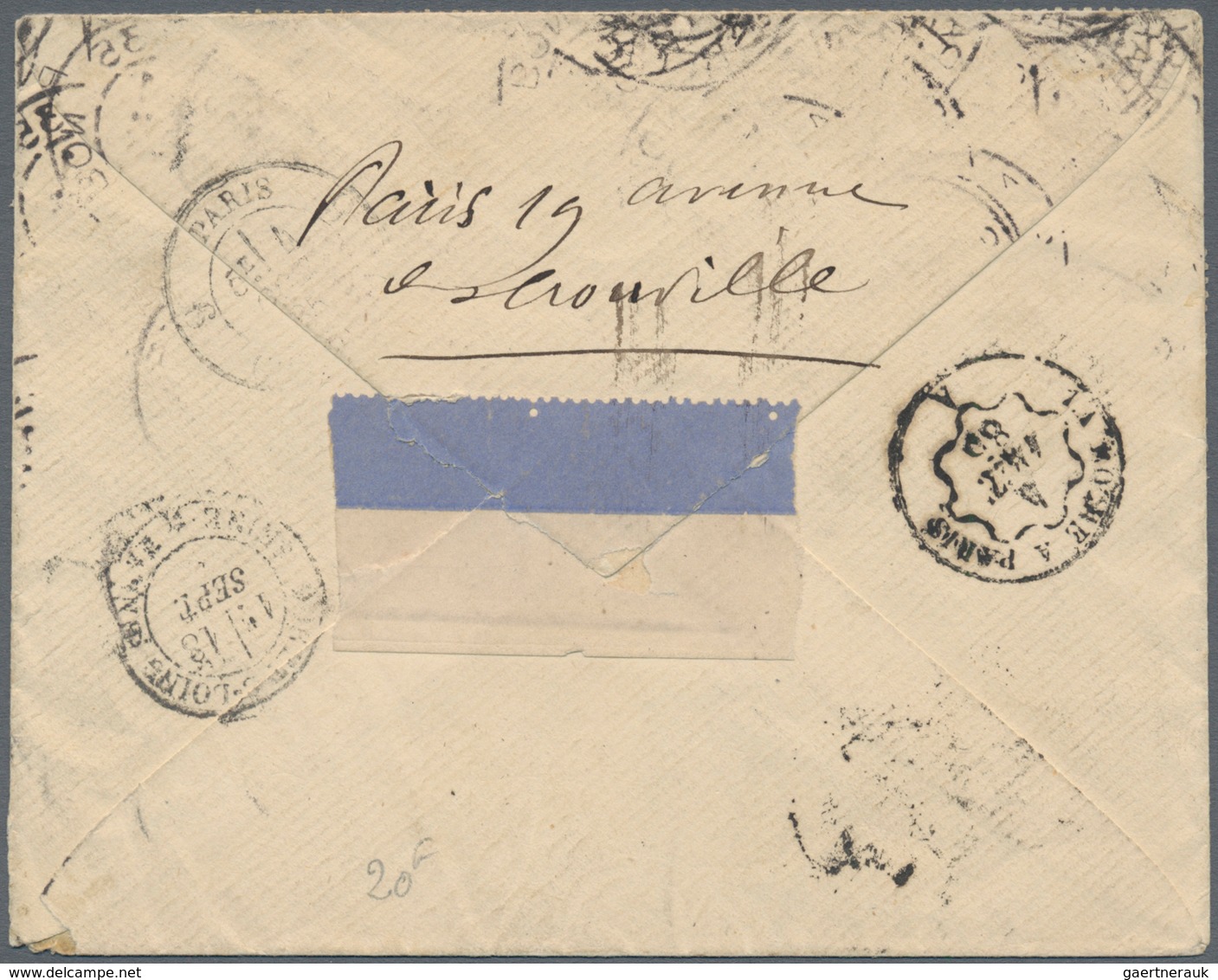 01484 Frankreich: 1877, 1 C Black On Cobalt Blue, Fifteen Copies Including Strips, Multiple Franking On Co - Used Stamps