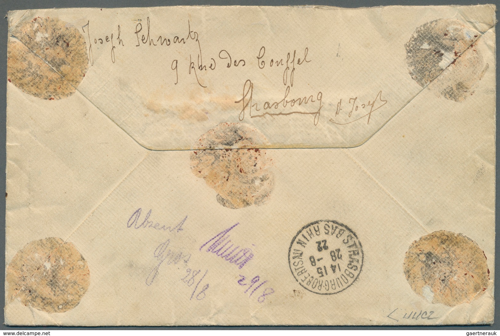 01485 Frankreich: 1922, 22 Aug: "Semi-Postals", Registered Value-declared Express Cover Franked With War O - Gebraucht