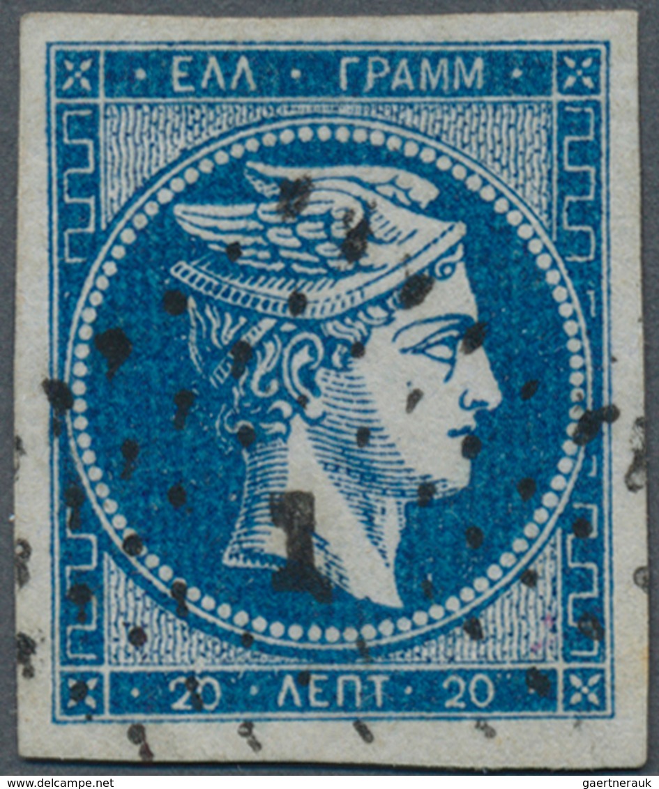 01493 Griechenland: 20 Lepta Blue, Wide Margins, First Athens Printing Without Control Numbers On Reverse, - Covers & Documents