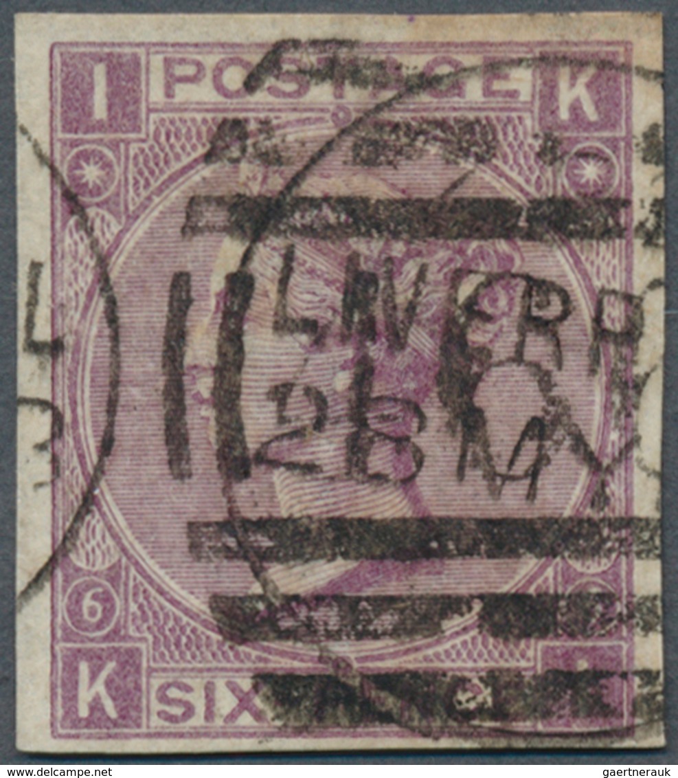 01506 Großbritannien: 1867: 6 D Lilac, Watermark Spray, Plate 6, Lettered "KI", IMPERFORATED, Large Margin - Sonstige & Ohne Zuordnung