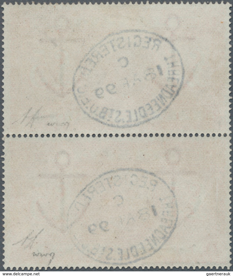 01507 Großbritannien: 1882: 5 £ Orange On White Paper, Vertical Pair "AM-AN", Each Stamp Centrally Cancell - Andere & Zonder Classificatie