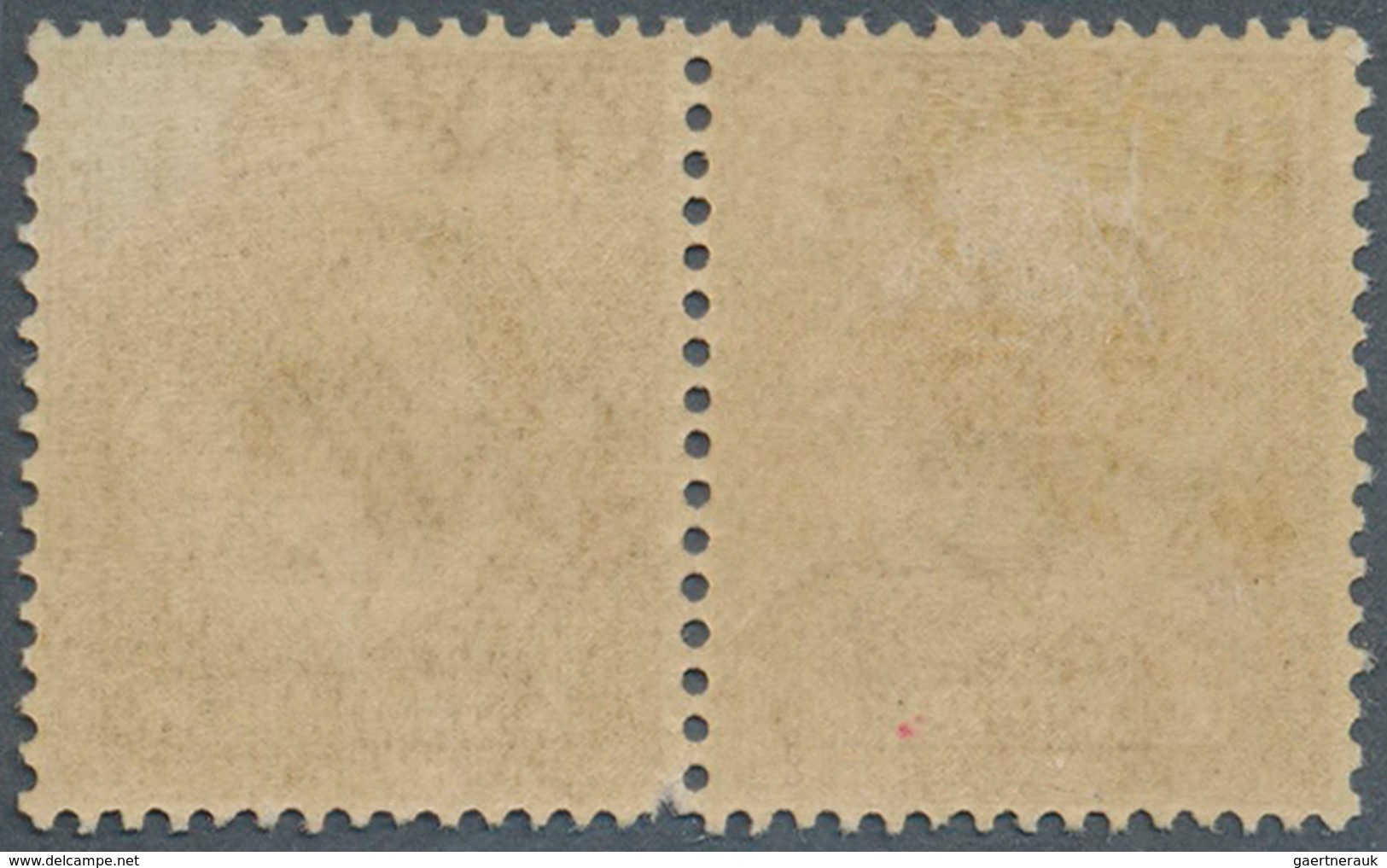 01508 Großbritannien: 1913, 1s. Bistre-brown, VARNISH INK, Horiz. Pair, Left Stamp Hinged, Right Stamp Unm - Sonstige & Ohne Zuordnung