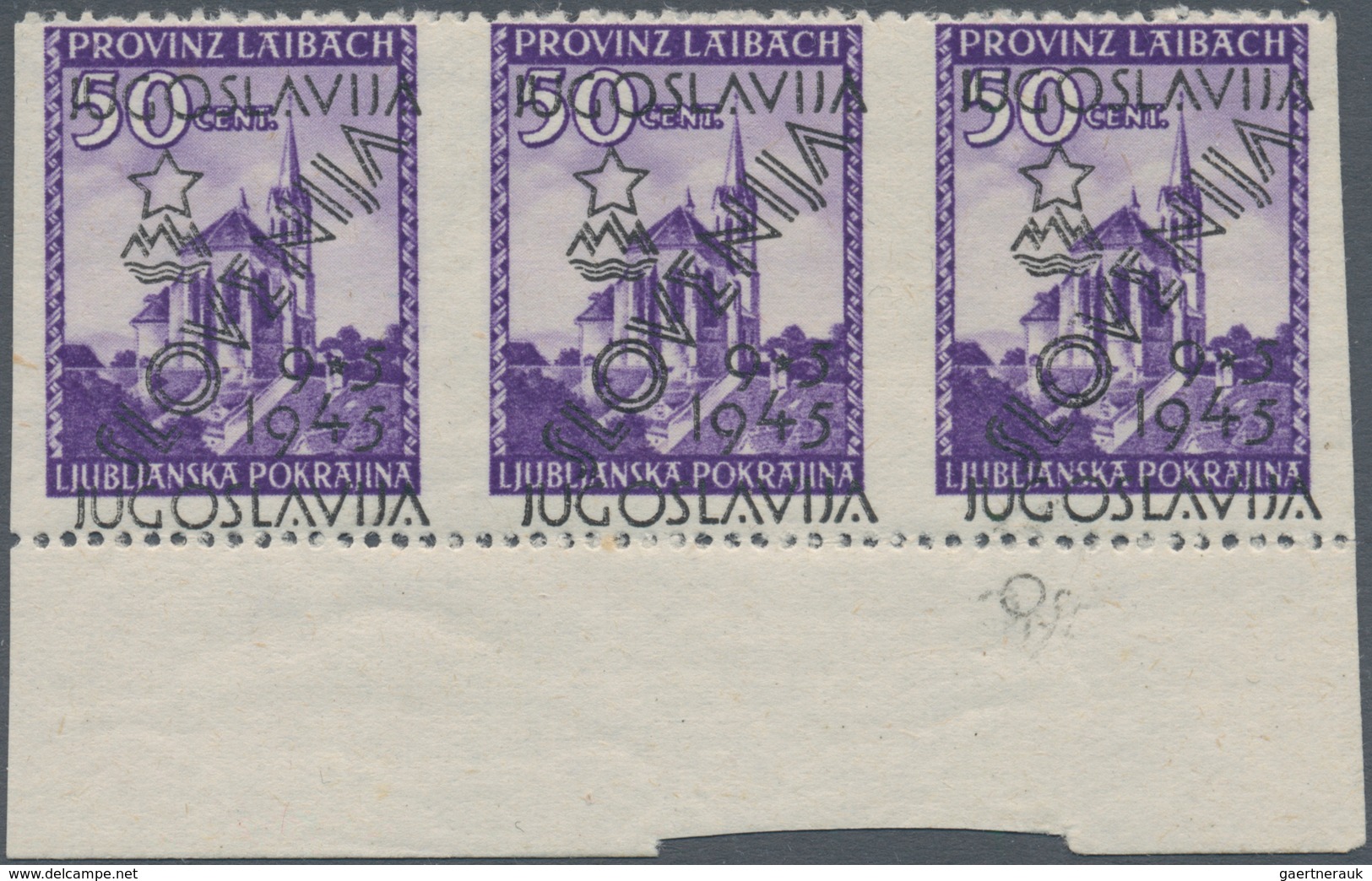 01531 Jugoslawien - Volksrepubliken 1945: Slowenien: 1945, Overprints On "Laibach", 50c. Violet, Bottom Ma - Sonstige & Ohne Zuordnung