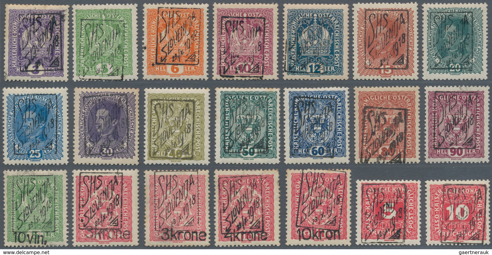 01533 Jugoslawien - Besonderheiten: 1918, "SHS SLOVENIJA 19/X. 1918" Overprints On Austria, Not Authorised - Andere & Zonder Classificatie