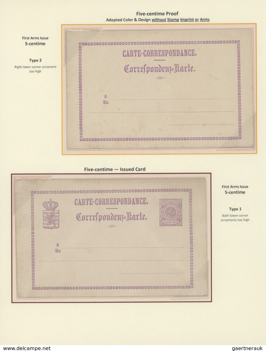 01538 Luxemburg - Ganzsachen: 1870-1882 LUXEMBOURG'S COAT OF ARMS POSTAL STATIONERY: Exhibition collection