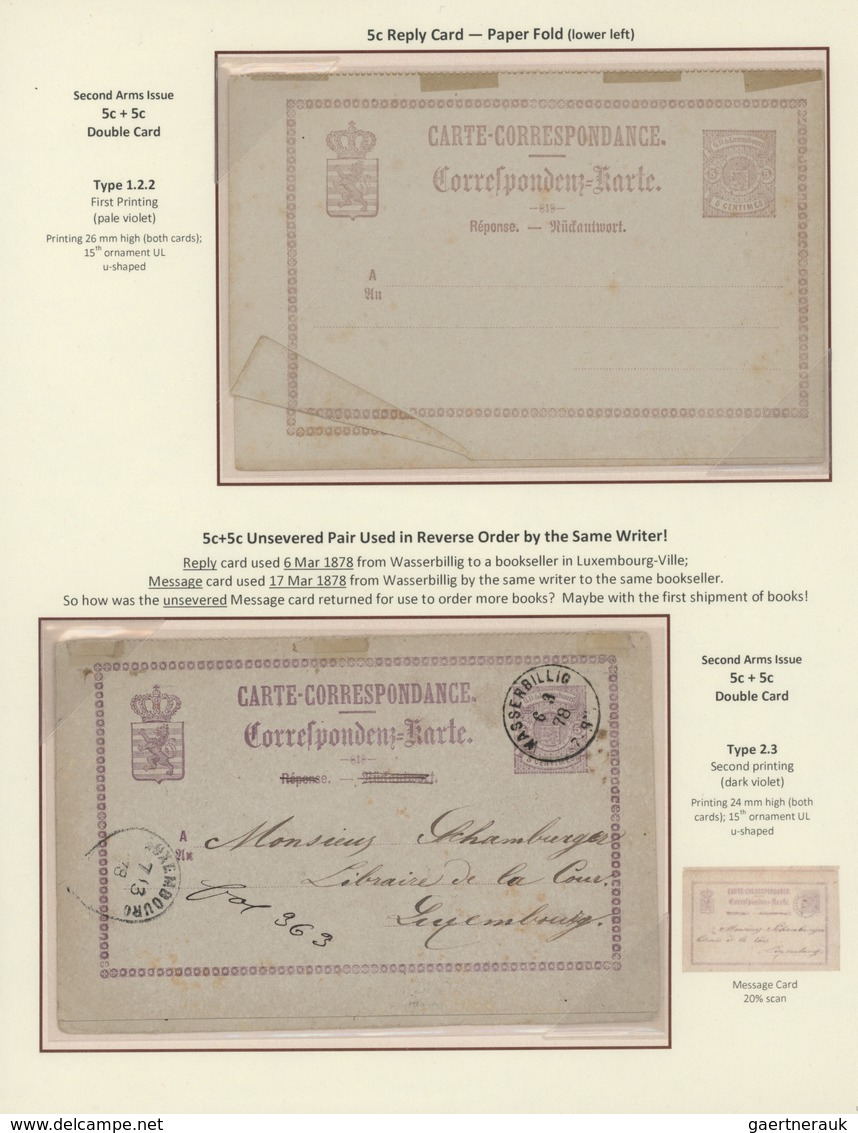 01538 Luxemburg - Ganzsachen: 1870-1882 LUXEMBOURG'S COAT OF ARMS POSTAL STATIONERY: Exhibition collection