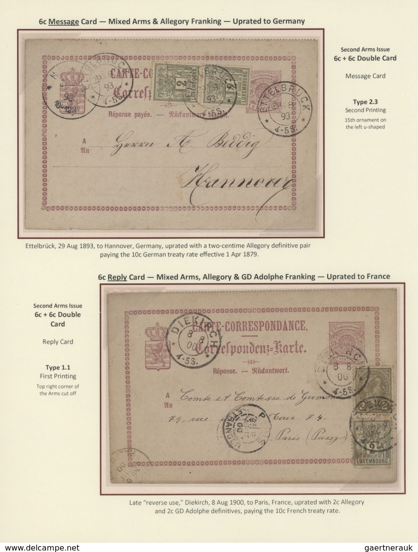 01538 Luxemburg - Ganzsachen: 1870-1882 LUXEMBOURG'S COAT OF ARMS POSTAL STATIONERY: Exhibition collection