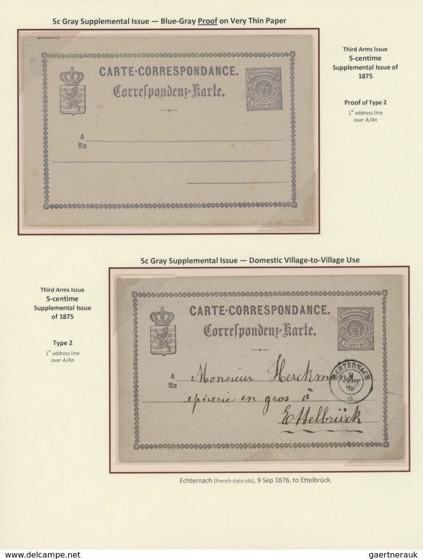 01538 Luxemburg - Ganzsachen: 1870-1882 LUXEMBOURG'S COAT OF ARMS POSTAL STATIONERY: Exhibition collection