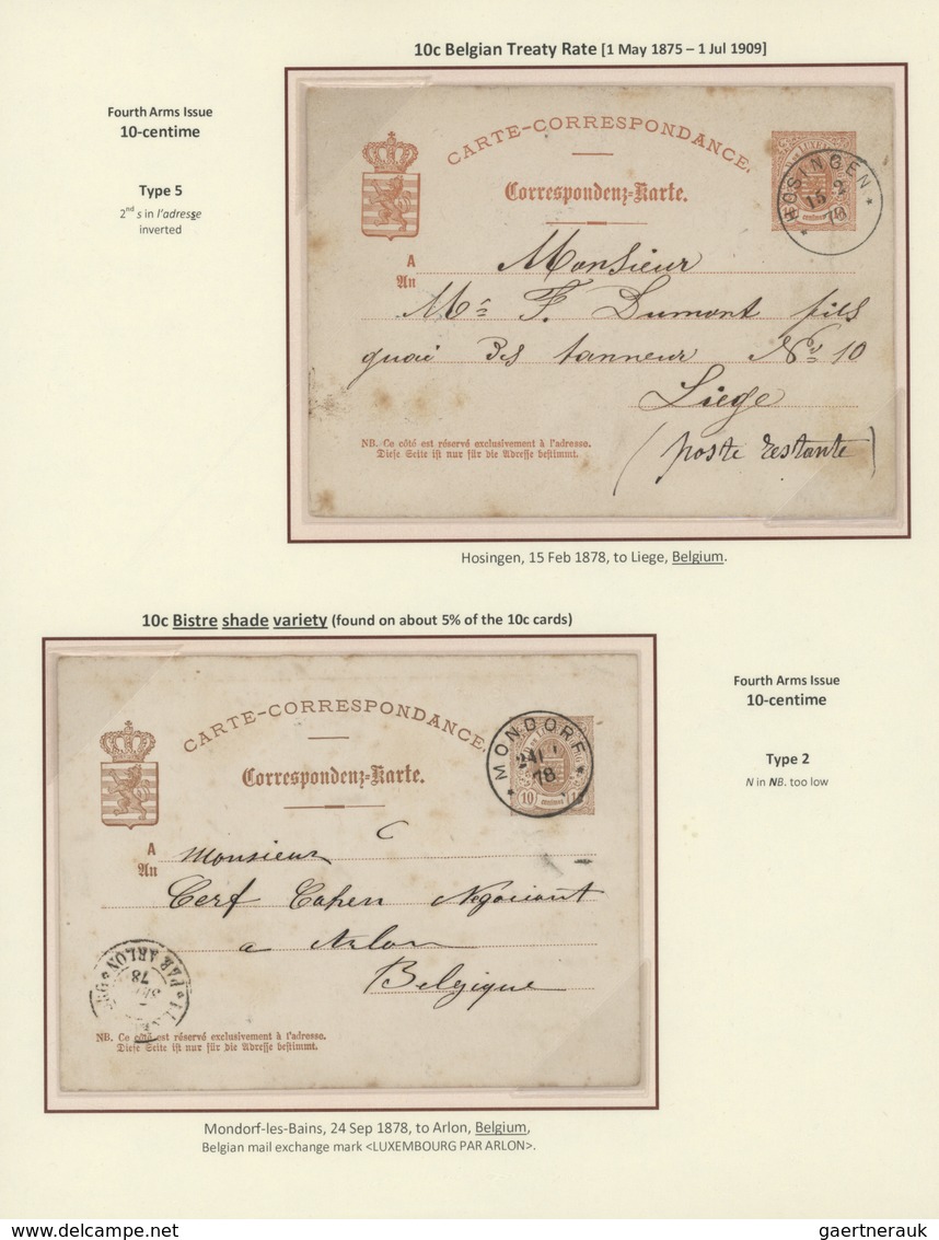 01538 Luxemburg - Ganzsachen: 1870-1882 LUXEMBOURG'S COAT OF ARMS POSTAL STATIONERY: Exhibition collection