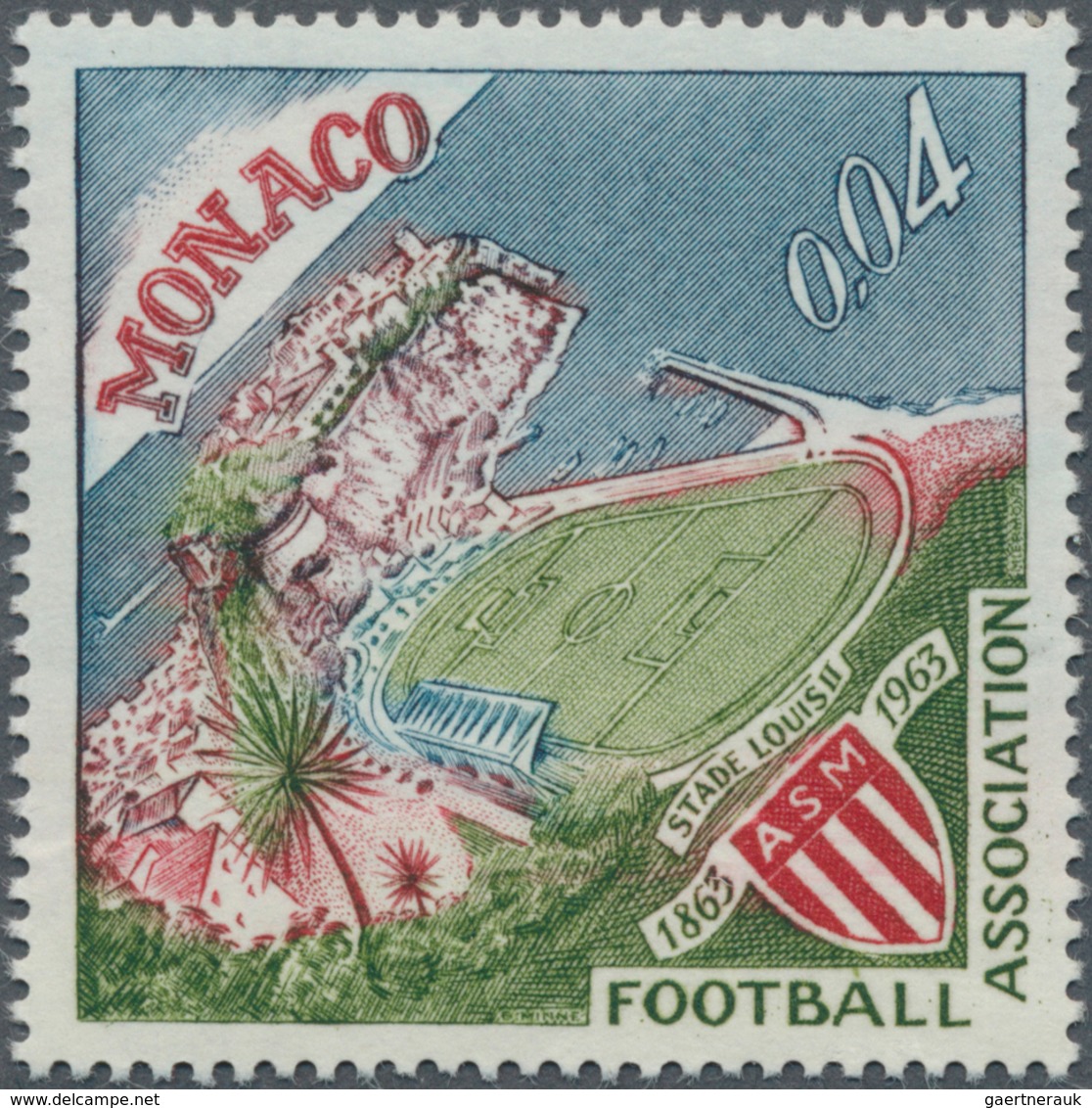 01547 Monaco: 1963, French Champion "AS Monaco", 0.04fr. Without Surcharge, Not Issued, Unmounted Mint, Ce - Unused Stamps