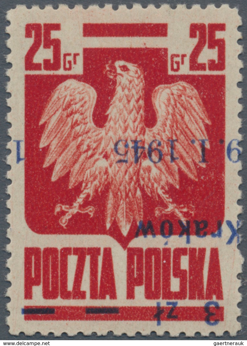 01564 Polen: 1945: Goznak Issue With Liberation Of Town Overprint KRAKOW With INVERTED OVERPRINT. MNH In V - Cartas & Documentos
