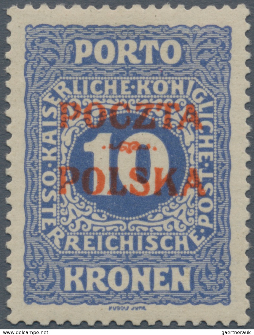 01570 Polen - Portomarken: "1919, Krakow Issue "Poczta / Ornament/Polska" Lithographed Red Overprint On Au - Strafport