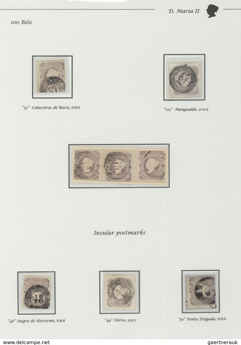 01583 Portugal:  1853- 100 Rs., Three Stamps With Insular Postmarks ``48'', ``49'' And 50'' (forerunners - Perc - Briefe U. Dokumente