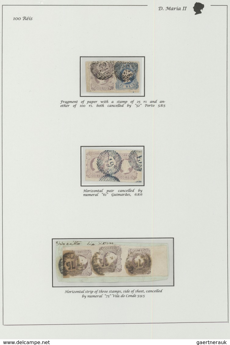 01584 Portugal: 1853- 100 Rs., Fragment Of Paper With A Rare Combination Of 100 Rs And 25 Rs Stamps Cancel - Brieven En Documenten