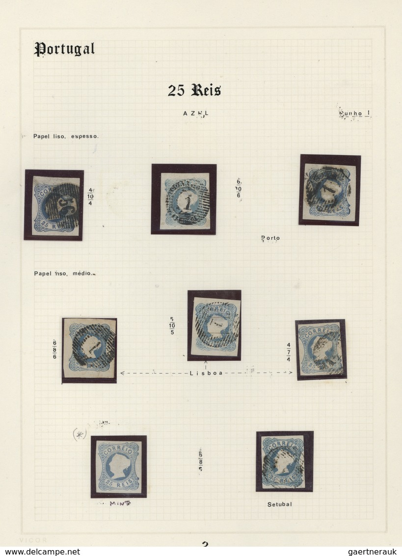 01586 Portugal: 1853/1864, Specialised Exhibit Collection Of Embossed First Issues On Apprx. 70 Album Page - Lettres & Documents