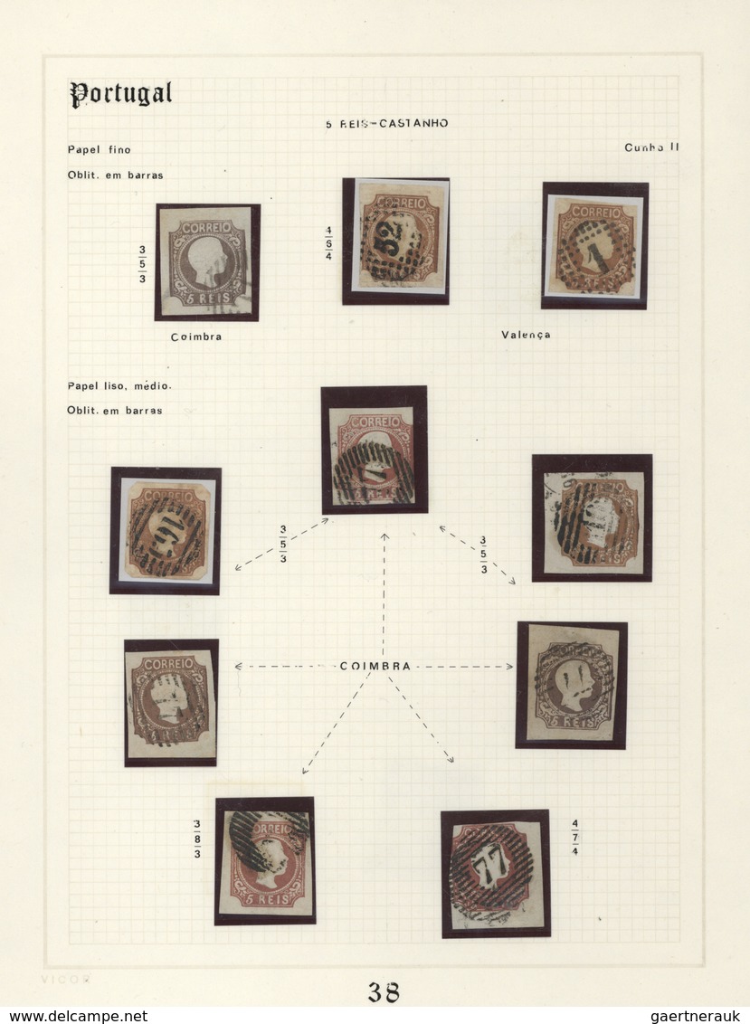 01586 Portugal: 1853/1864, Specialised Exhibit Collection Of Embossed First Issues On Apprx. 70 Album Page - Briefe U. Dokumente