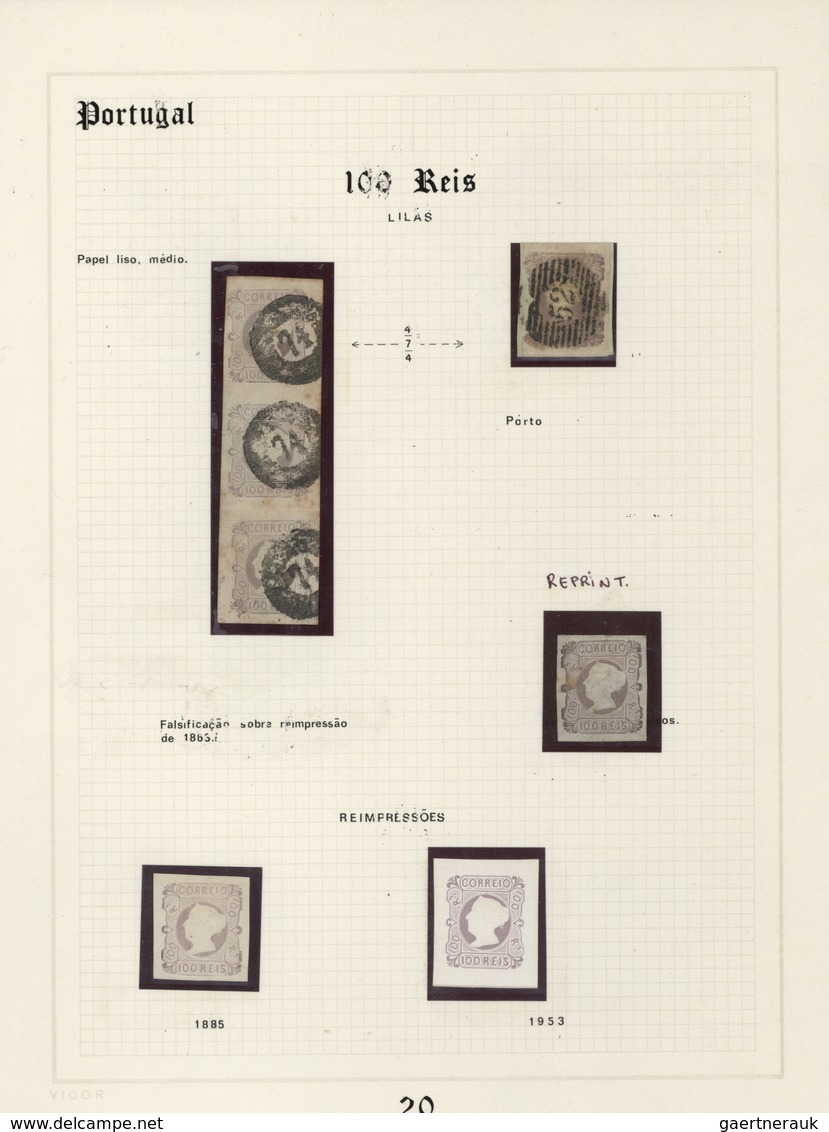 01586 Portugal: 1853/1864, specialised exhibit collection of embossed first issues on apprx. 70 album page