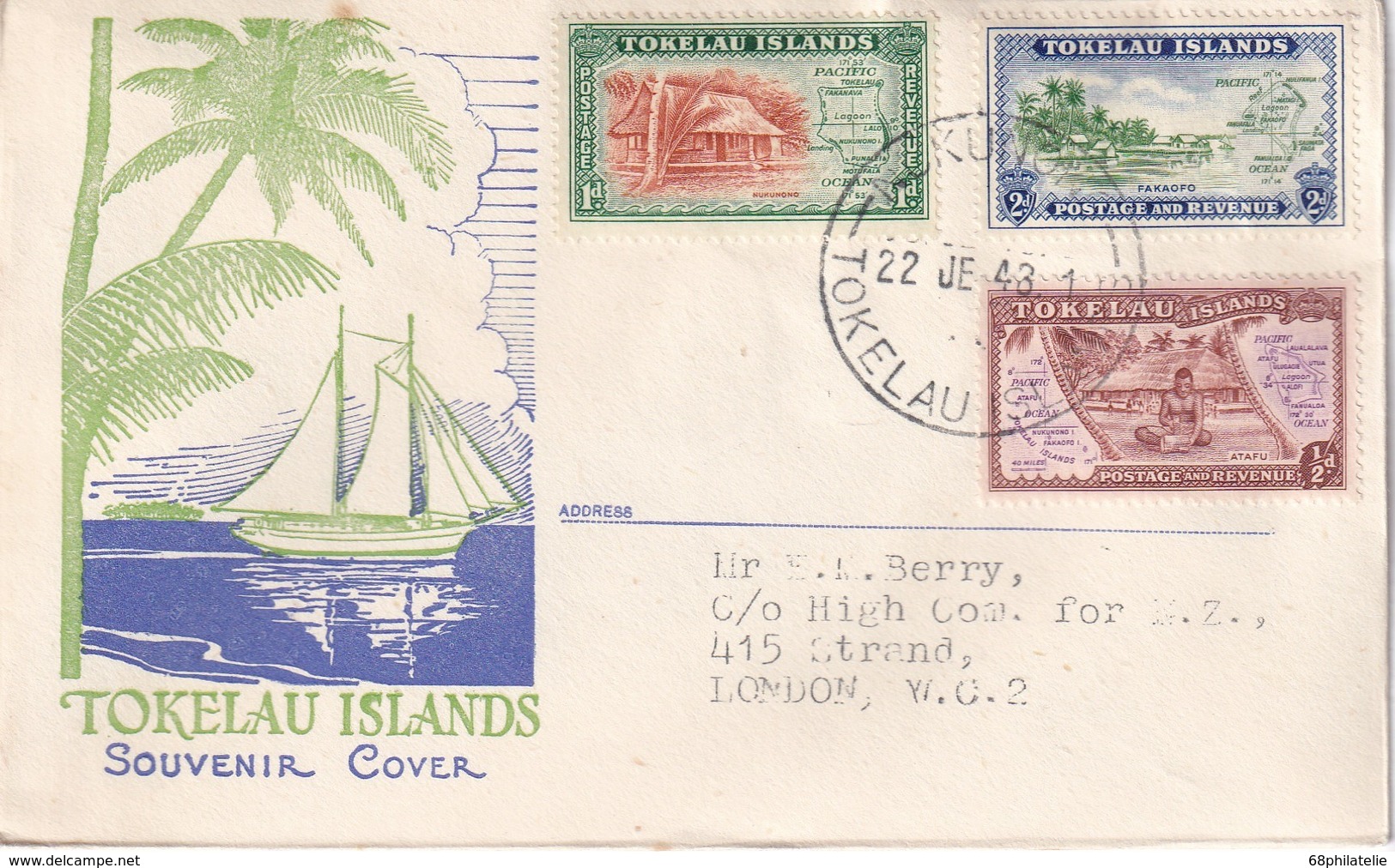 TOKELAU ISLANDS 1948 LETTRE DE NUKUNONU - Tokelau