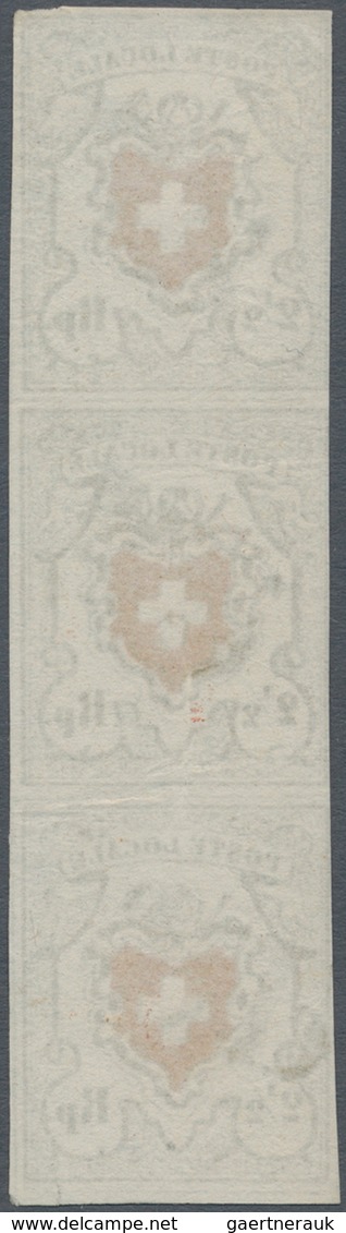 01620 Schweiz: 1850 'Poste Locale' 2½ Rp. Tiefschwarz/braunrot Mit Kreuzeinfassung, Senkrechter 3er-Streif - Neufs