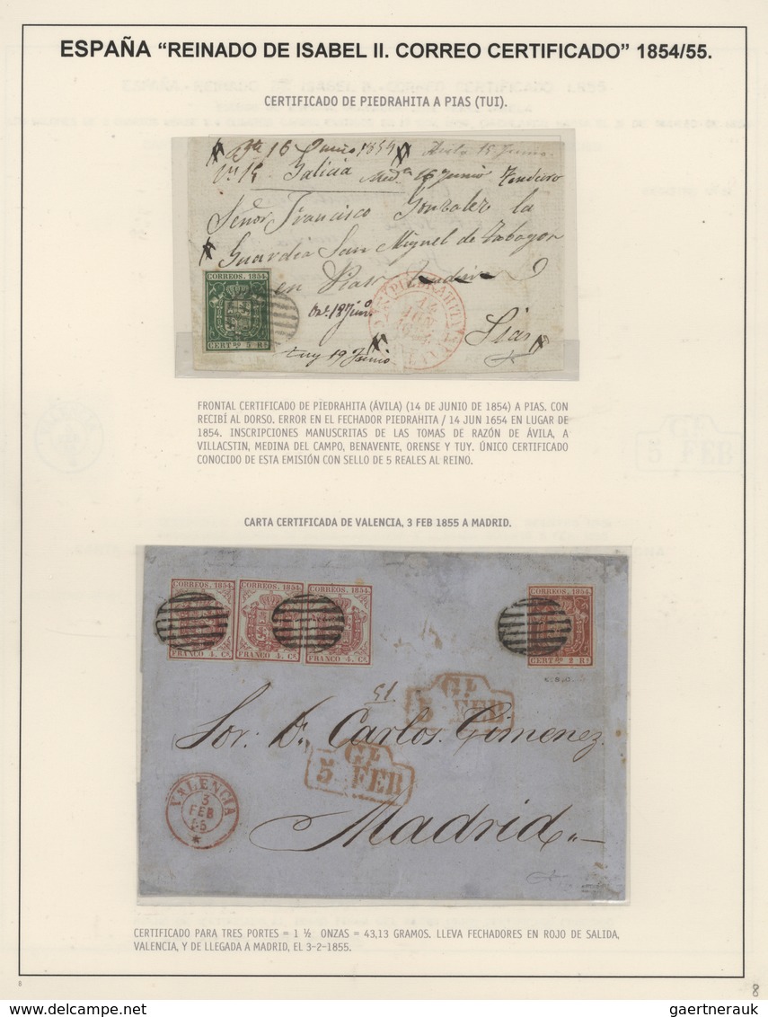 01633 Spanien: 1743-1889 "CORREOS CERTIFICADO - REGISTERED MAIL": The famous and specialized 'Almany' coll