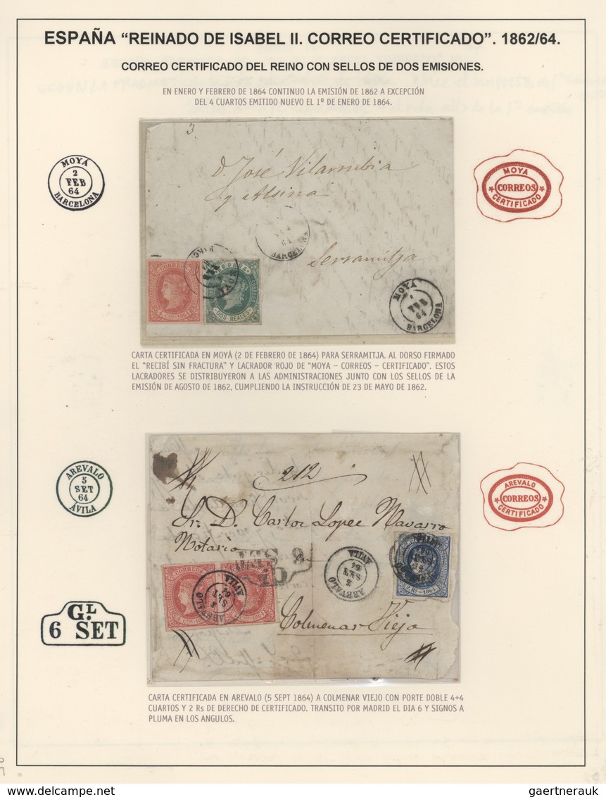 01633 Spanien: 1743-1889 "CORREOS CERTIFICADO - REGISTERED MAIL": The famous and specialized 'Almany' coll