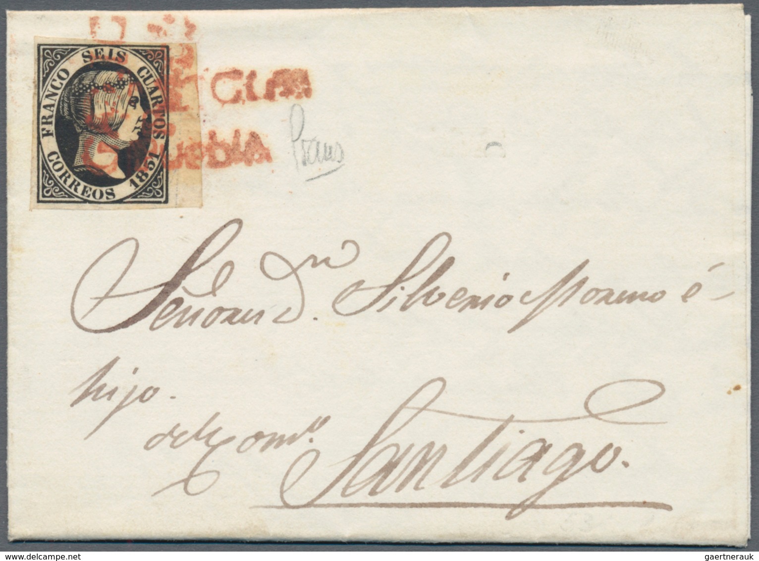 01640 Spanien: 1851, 6cs. Black, Deep Colour, Right Marginal Copy With Full Margins All Around, Single Fra - Used Stamps