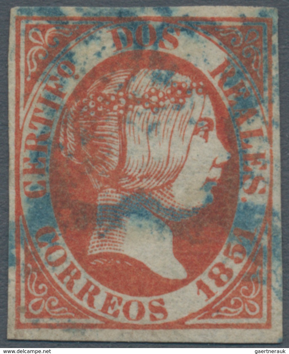 01641 Spanien: 1851, 2r. Orange-red, Fresh Intense Colour, Full Margins All Around, Oblit. By "matasellos - Used Stamps